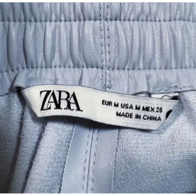 未使用　ZARA レザー　ロングスカート　ブルー