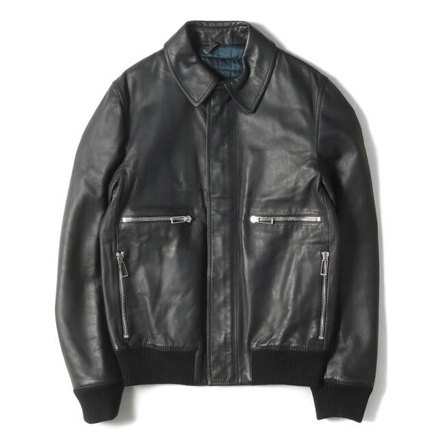 Dior HOMME ディオールオム ジャケット ラム スキン レザー パテッド ジップジャケット 9H3541310077 09AW アウター ブルゾン 名作 アーカイブ ブラック 黒 48 イタリア製 ブランド | フリマアプリ ラクマ