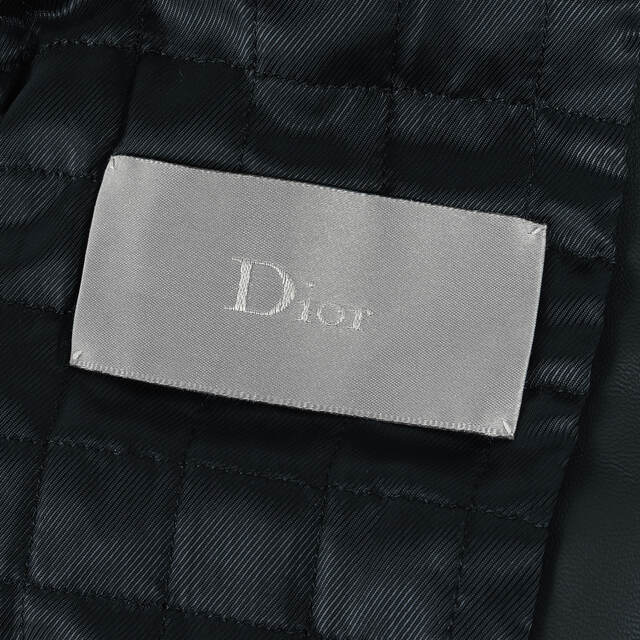 Dior HOMME ディオールオム ジャケット ラム スキン レザー パテッド ジップジャケット 9H3541310077 09AW アウター  ブルゾン 名作 アーカイブ ブラック 黒 48 イタリア製 ブランド