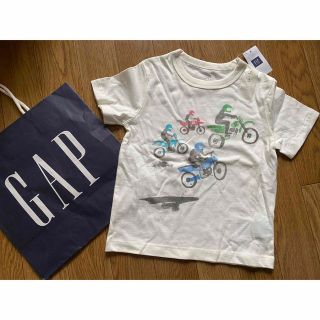 ベビーギャップ(babyGAP)の新品未使用★ギャップ白GAP半袖Tシャツバイク柄3T乗り物くるま男の子100車(Tシャツ/カットソー)