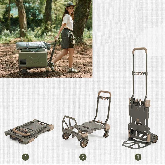 予約注文 【色: 緑】Naturehike BBQ用折畳台車キャリーカート 耐荷重120k アウトドア