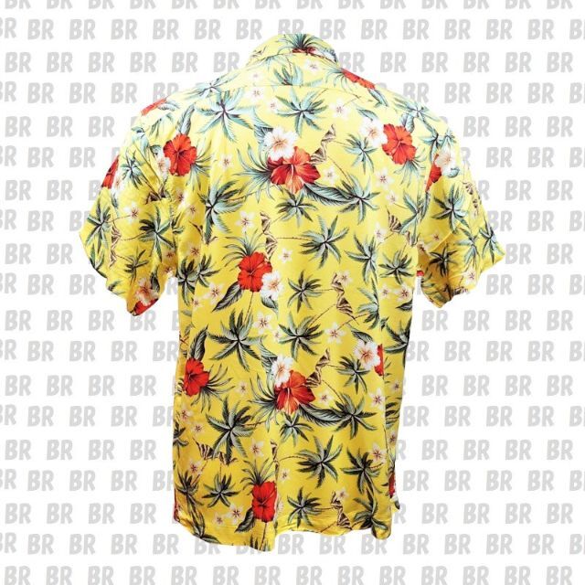 新品　【Zeky】　Ｌ　レモン(イエロー)　ヤシの木・ハイビスカス　アロハシャツ メンズのトップス(シャツ)の商品写真