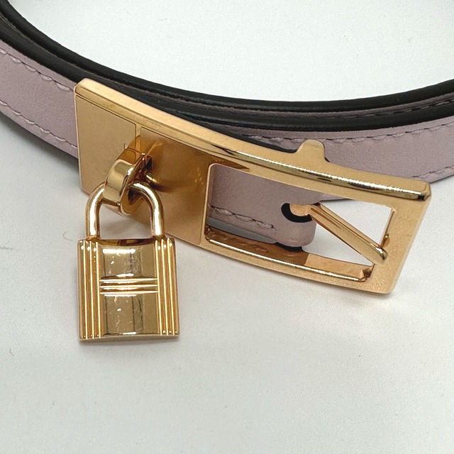 エルメス HERMES ラッキー 15 PM カデナ/ファッション小物 リバーシブル ベルト ヴォースイフト U刻 ピンク/カーキ 美品