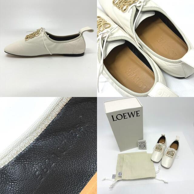 LOEWE(ロエベ)のロエベ LOEWE SOFT DERBY アナグラム ソフト ダービー L814S02X10 アナグラム フラットシューズ/クツ レザーシューズ レザー ホワイト 美品 レディースの靴/シューズ(その他)の商品写真