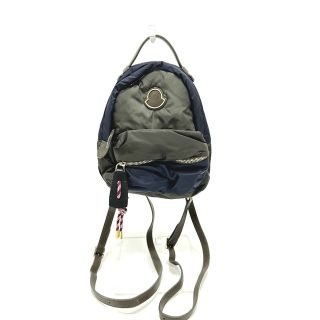 モンクレール(MONCLER)のモンクレール MONCLER 18AW JUNIPER ミニ バックパック ロゴ カバン リュックサック ナイロン/レザー ネイビー/カーキ(リュック/バックパック)