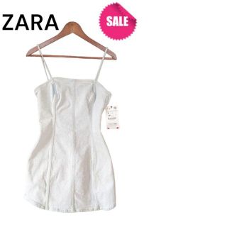 ザラ(ZARA)の【新品】ZARA　キャミソールワンピース　デニムワンピース　Sサイズ(ひざ丈ワンピース)