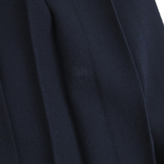 美品 シャネル ヴィンテージ ノーカラージャケット スカート スーツ レディース ウール ネイビー 40 プリーツ ココマーク セットアップ  CHANEL