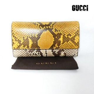 Gucci - 美品 GUCCI パイソン レザー 二つ折り コンチネンタル