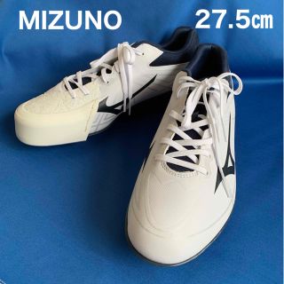 ミズノ(MIZUNO)の美品★MIZUNO★ミズノ野球白スパイクp革★27.5㎝白×紺(シューズ)