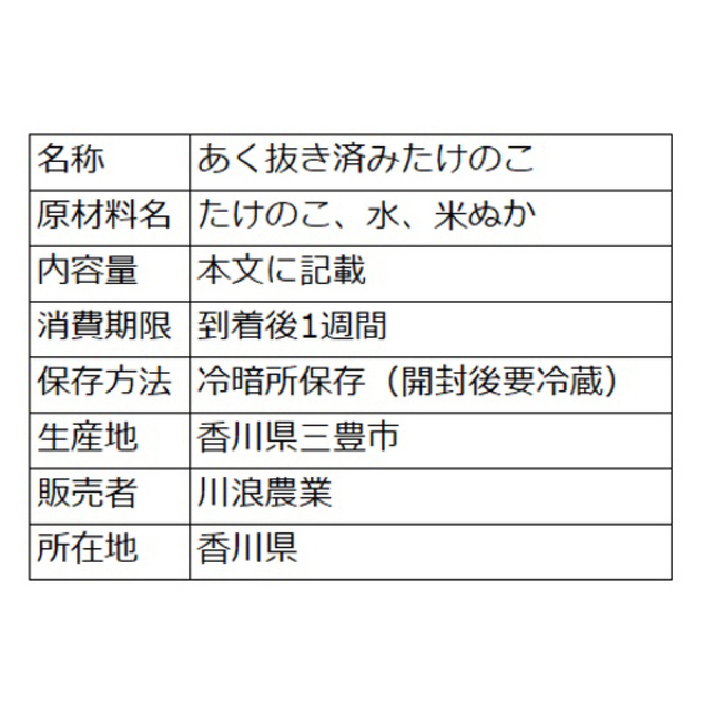 限定販売！香川県三豊産　たけのこ水煮　450g 食品/飲料/酒の食品(野菜)の商品写真