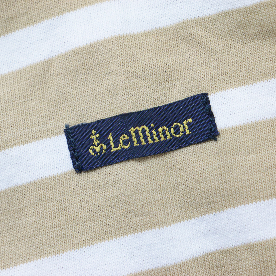 Le Minor(ルミノア)のLe minor ルミノア 自由区 コットン カットソー Tシャツ プルオーバー ベージュ ホワイト 白 38 バスクシャツ ボートネック 長袖 ドロップショルダー ボーダー 綿 きれいめ 大人 カジュアル 定番 ベーシック ブランド シンプル カジュアル【レディース】【中古】【K3725】 レディースのトップス(Tシャツ(長袖/七分))の商品写真