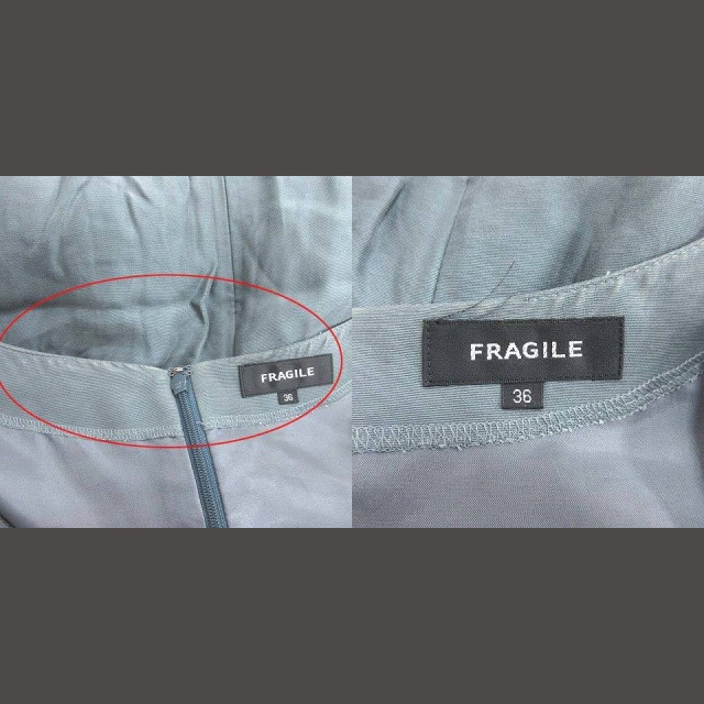 FRAGILE(フラジール)のフラジール ワンピース ひざ丈 半袖 フレア袖 タック 36 グレー レディースのワンピース(ひざ丈ワンピース)の商品写真