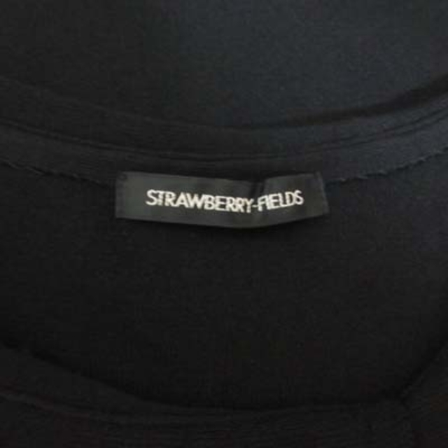 STRAWBERRY-FIELDS(ストロベリーフィールズ)のストロベリーフィールズ カットソー フレンチスリーブ 変形デザイン 黒 ブラック レディースのトップス(カットソー(半袖/袖なし))の商品写真