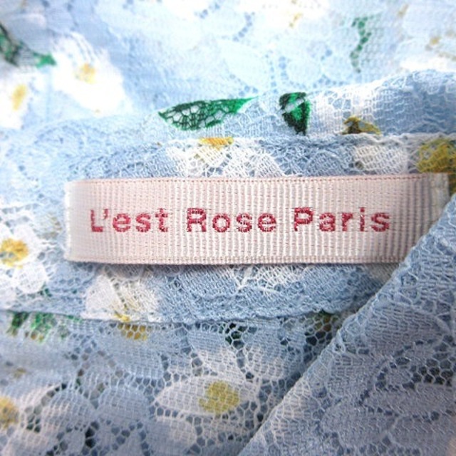 L'EST ROSE(レストローズ)のレストローズ シャツ ブラウス 総レース 花柄 フレンチスリーブ 2 水色 レディースのトップス(その他)の商品写真