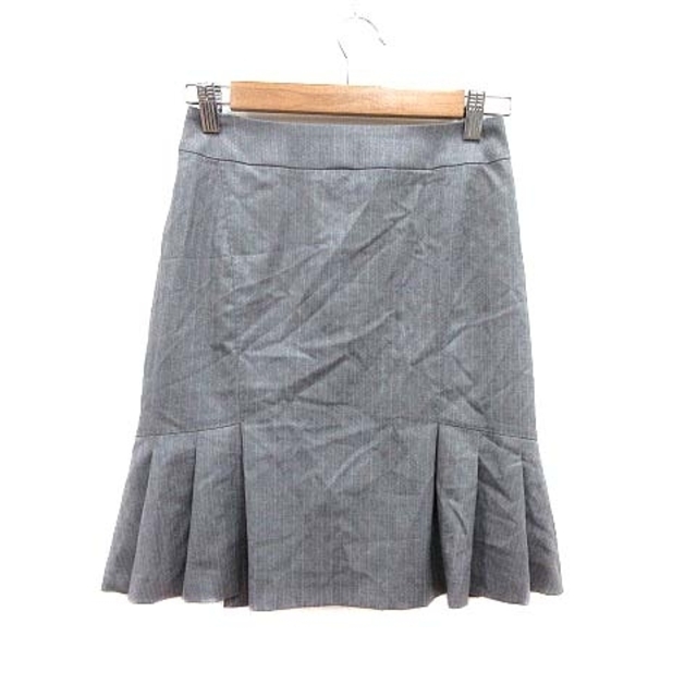 INED(イネド)のイネド INED プリーツスカート ミニ ストライプ ウール 5 グレー /YK レディースのスカート(ミニスカート)の商品写真