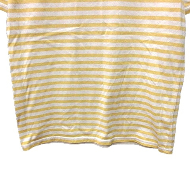 ikka(イッカ)のイッカ ikka カットソー Tシャツ クルーネック ボーダー 半袖 L 黄色 レディースのトップス(Tシャツ(半袖/袖なし))の商品写真