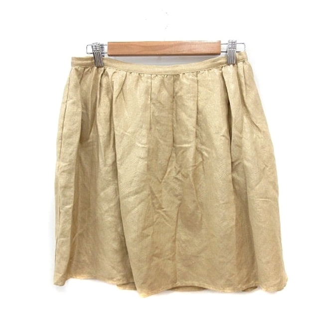 Spick & Span(スピックアンドスパン)のスピック&スパン フレアスカート ミニ ラメ 麻混 リネン混 40 ベージュ レディースのスカート(ミニスカート)の商品写真