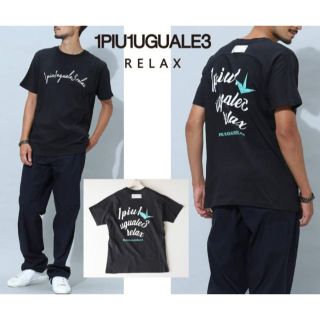 ウノピゥウノウグァーレトレ(1piu1uguale3)の新品【1PIU1UGUALE3 RELAX 】胸ロゴ折り鶴 Tシャツ 黒 L(Tシャツ/カットソー(半袖/袖なし))