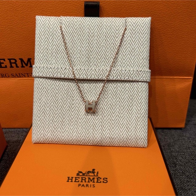 新品 HERMES ミニポップH♥︎マロングラッセ♡ピンクゴールド ネックレス