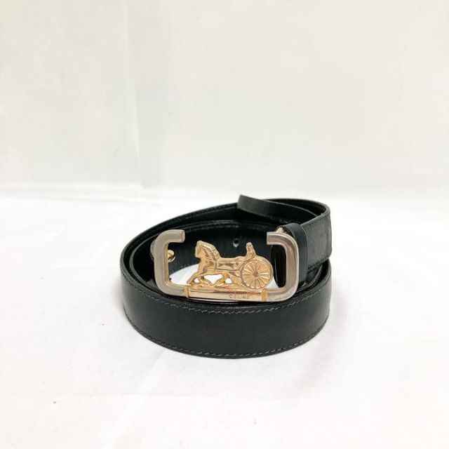 希少 CELINE ベルト 馬車金具 セリーヌ オールド ブラック ヴィンテージ