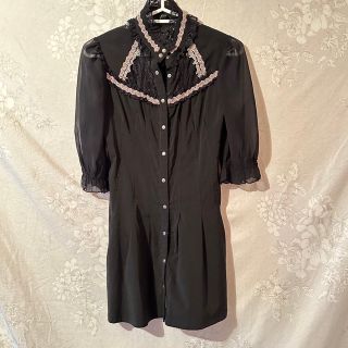 オッズオン(OZZON)のozz on  袖シフォン ブラウス 黒 オッズ(シャツ/ブラウス(長袖/七分))