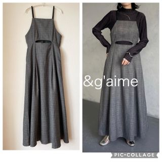 新品】&g'aime アンジェム チェック フレアワンピース ブラック系の