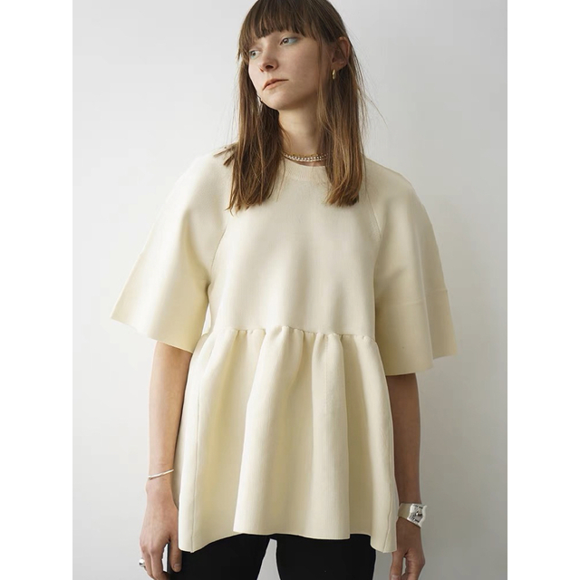 CLANE BALLOON GATHER KNIT TOPS-