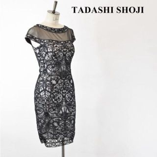 タダシショウジ(TADASHI SHOJI)のSL AO0012 高級 TADASHI SHOJI タダシショージ シースルー(ひざ丈ワンピース)