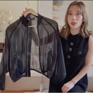 ザラ(ZARA)のZARA　オーガンザジャケット　シアーブルゾン　完売品　SNS人気　yukko(ノーカラージャケット)