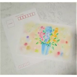 やすらぎの花束　絵葉書2枚セット　パステルアート・イラスト　ポストカード(カード/レター/ラッピング)