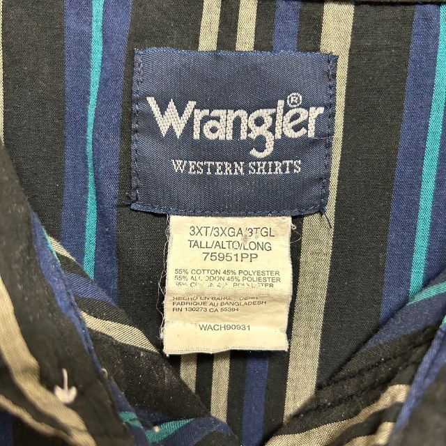 Wrangler(ラングラー)のWrangler ラングラー　ウェスタンシャツ　ブルー系ストライプ　3XT メンズのトップス(シャツ)の商品写真