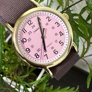 タイメックス(TIMEX)のTIMEX 腕時計 電池交換済  ピンク文字盤　美品(腕時計)