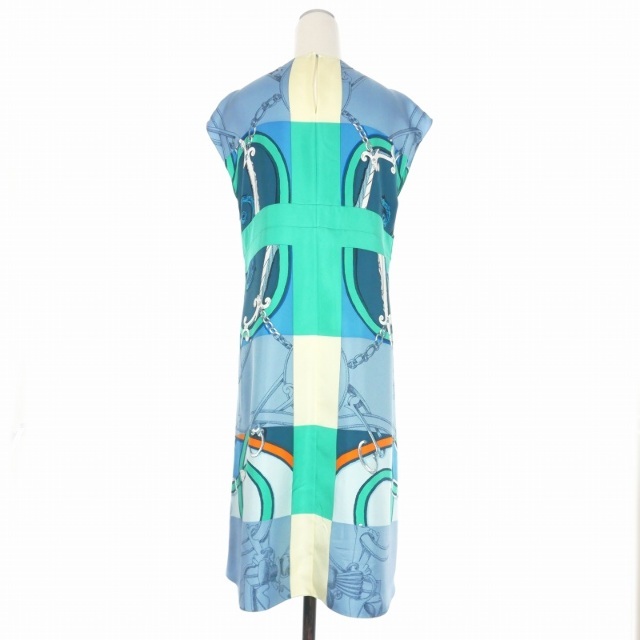 Hermes - エルメス HERMES 21SS シルク ノースリーブ ワンピース ひざ