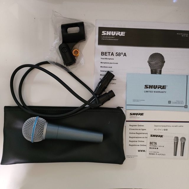 Shure BETA58A ダイナミックマイク（XLRケーブル付き）