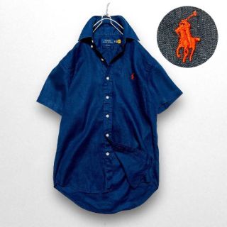 ポロラルフローレン(POLO RALPH LAUREN)のネイビー　現行タグ　半袖リネンシャツ　POLO RALPH LAUREN　麻(シャツ/ブラウス(半袖/袖なし))