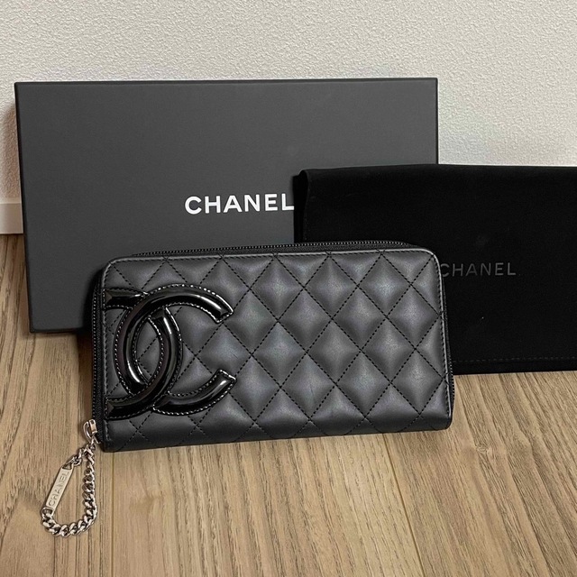 CHANEL シャネル カンボンライン マトラッセ 黒 ブラック ラウンドジップ-