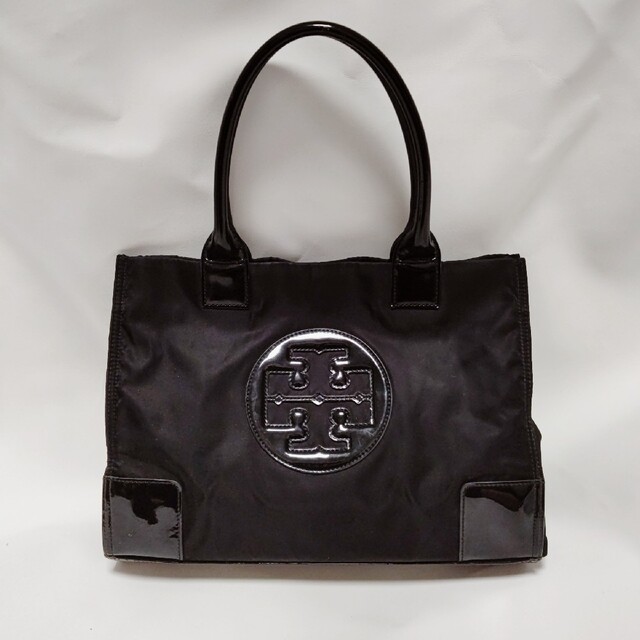 美品 トリーバーチ ショルダーバッグ トートバッグ 黒 ナイロン エナメル