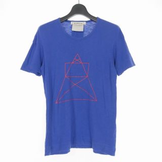 アンリアレイジ(ANREALAGE)のアンリアレイジ クルーネック プリント Tシャツ カットソー 半袖 1 青(Tシャツ/カットソー(半袖/袖なし))