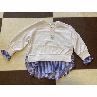 ジーユー(GU)のGU フェイクレイヤードスウェットプルオーバー　シャツ　100 子供服　長袖(Tシャツ/カットソー)