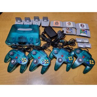 NINTENDO 64 - Nintendo64 クリアブルー本体一式 超豪華セット。の通販