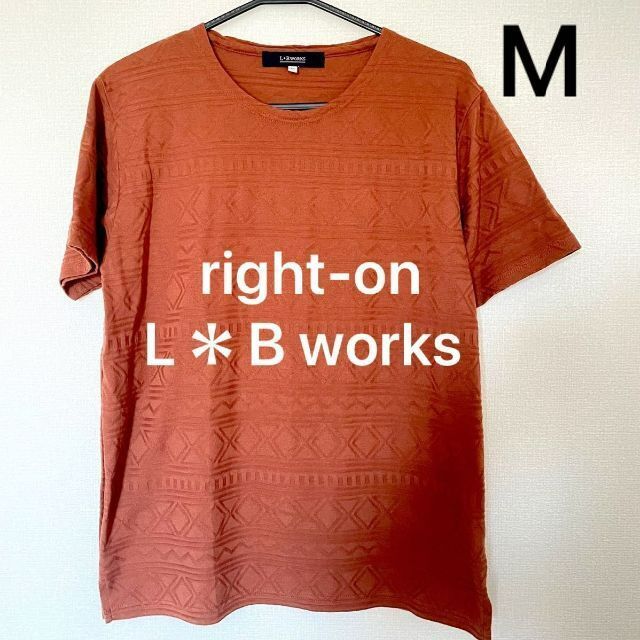 Right-on(ライトオン)の美品 ライトオン L☆B works 半袖Tシャツ M 総柄 ブラウン メンズのトップス(Tシャツ/カットソー(半袖/袖なし))の商品写真