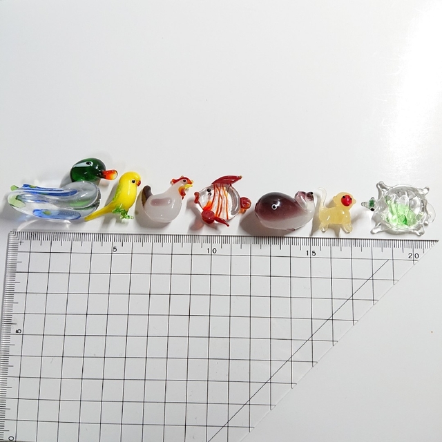 ミニチュア  ガラス細工  7点  セット  鳥  魚  亀  猿 ハンドメイドのインテリア/家具(インテリア雑貨)の商品写真