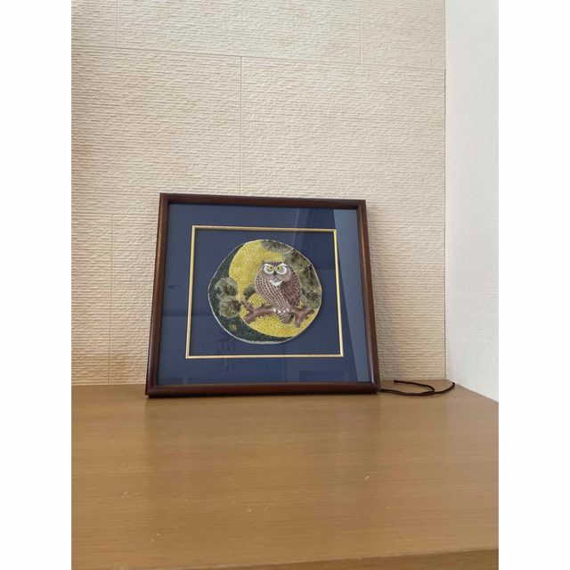 九谷焼 福田良則作 陶額 ふくろう 陶板 陶板画 壁掛け 壁飾り 絵画