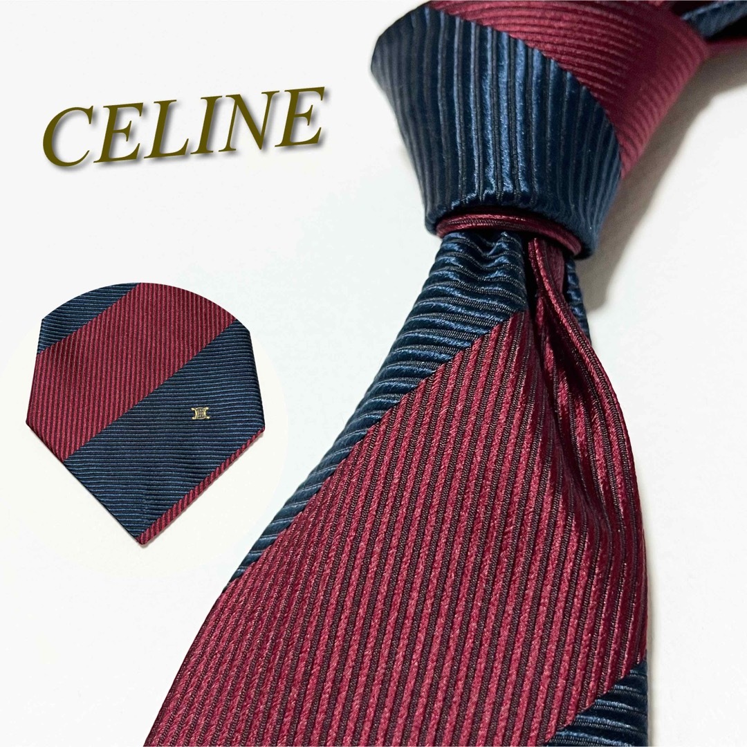 celine - 【美品】セリーヌ ネクタイ ストライプ柄 マカダム 剣先