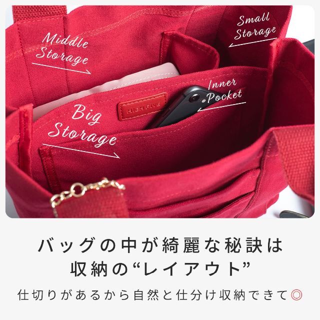 色: グレー】HIGH FIVE ミニトートバッグ 帆布 多ポケット 大容量 の ...