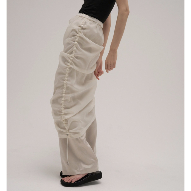 ENOF nylon skirt ナイロン スカート ホワイト - ロングスカート