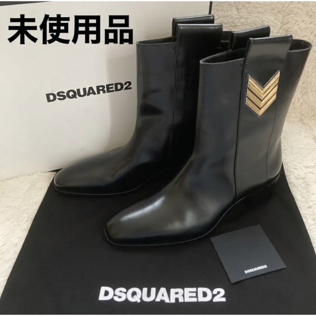 新品】DSQUARED2 ディースクエアード レザー ヒールブーツ 黒 41 - ブーツ