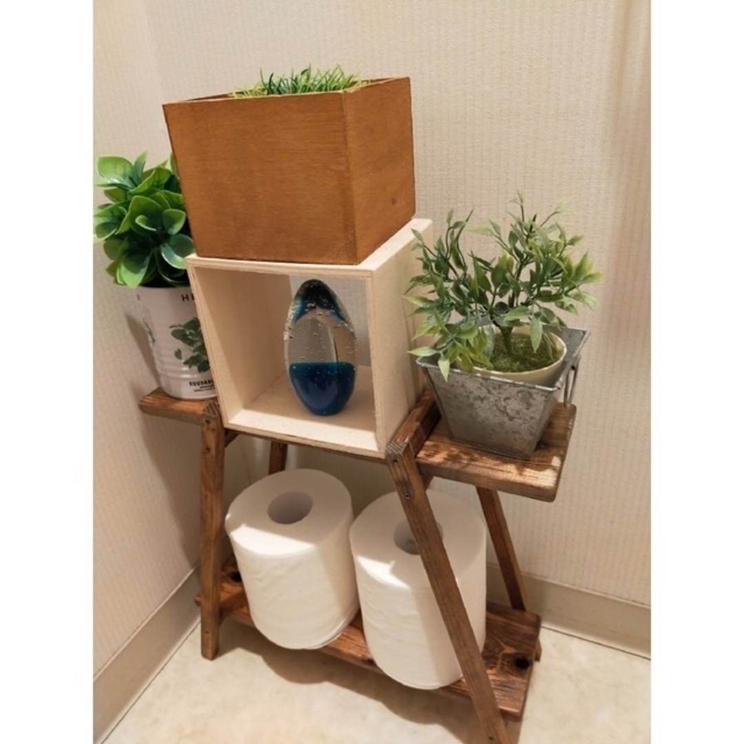 アンティークコンパクトラック　☆ハンドメイド インテリア/住まい/日用品の収納家具(トイレ収納)の商品写真