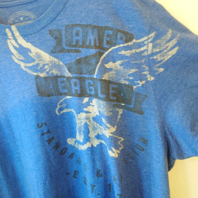 American Eagle(アメリカンイーグル)のアメリカンイーグル　Tシャツ ブルー　AMERICAN EAGLE メンズのトップス(Tシャツ/カットソー(半袖/袖なし))の商品写真