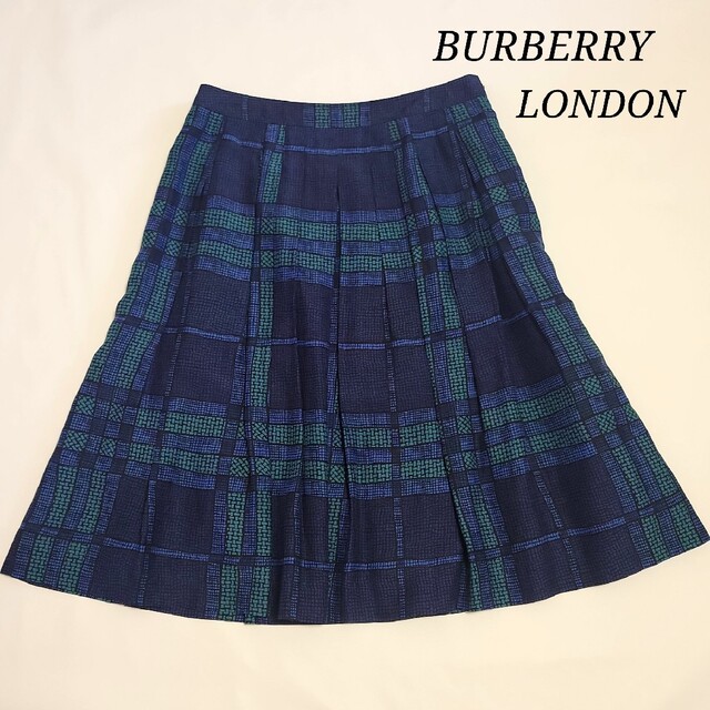 BURBERRY - バーバリーロンドン プリーツスカート シルク混 クラック柄
